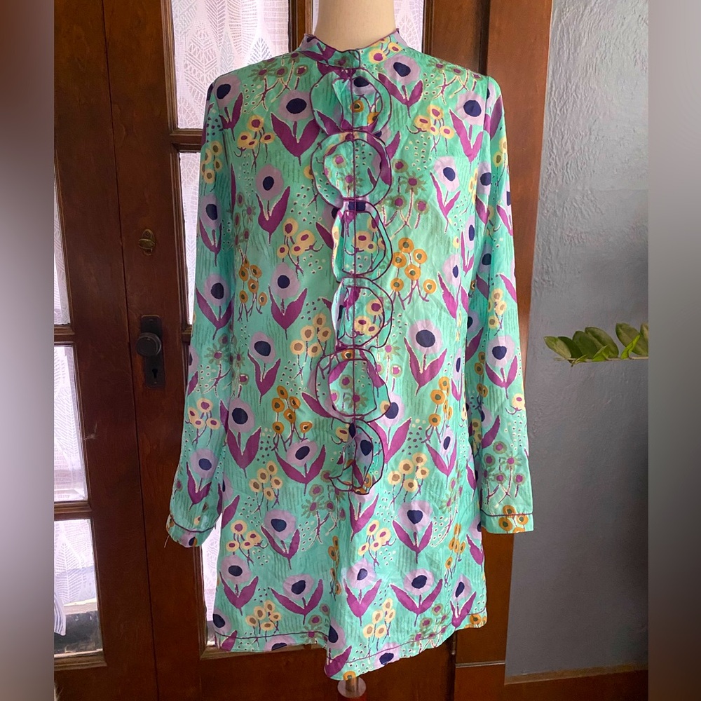 Chelsea & Violet Floral Long Sleeve Silk Dress
